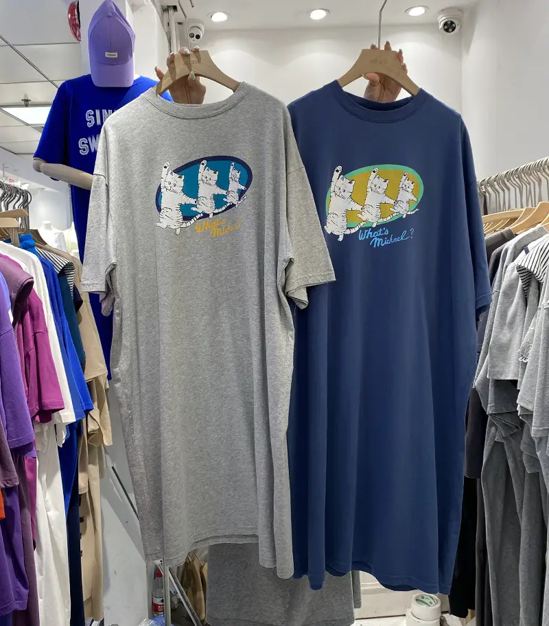 Women Cotton Three Cats T-Shirt Grey Blue Summer Casual — feature 19