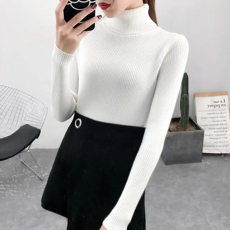 Women Pink Turtleneck Knit Sweater Slim Fit 2024 — feature 12