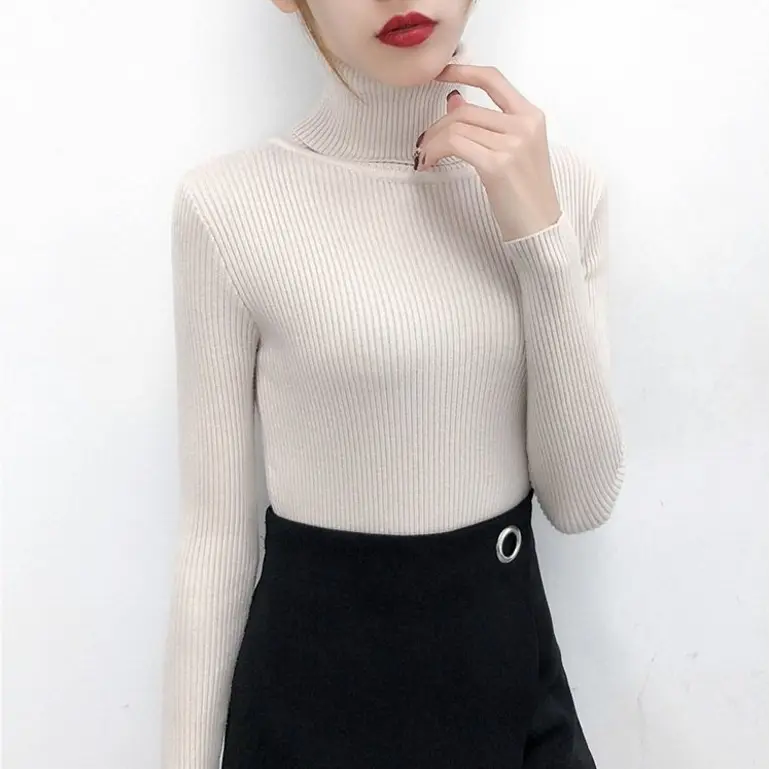 Women Pink Turtleneck Knit Sweater Slim Fit 2024 — feature 18