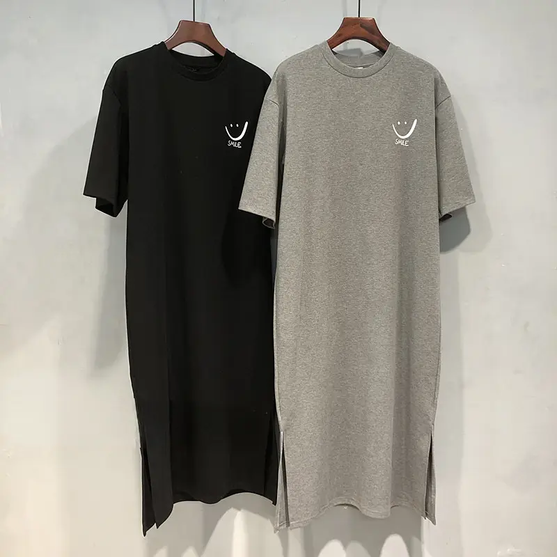 Women Pure Cotton Smiley T-Shirt Black Long Sleeve