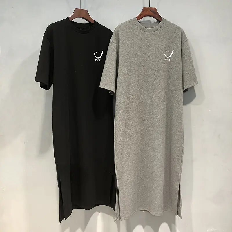 Women Pure Cotton Smiley T-Shirt Black Long Sleeve