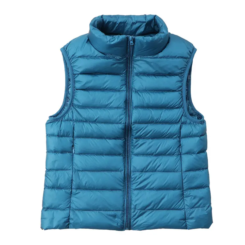 Women's Red Down Vest Korean Style Stand Collar Short Slim Vest - Image 18