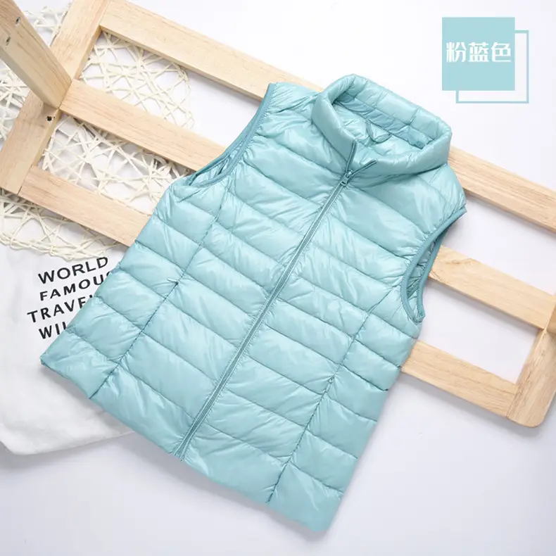 Women's Red Down Vest Korean Style Stand Collar Short Slim Vest - Image 14