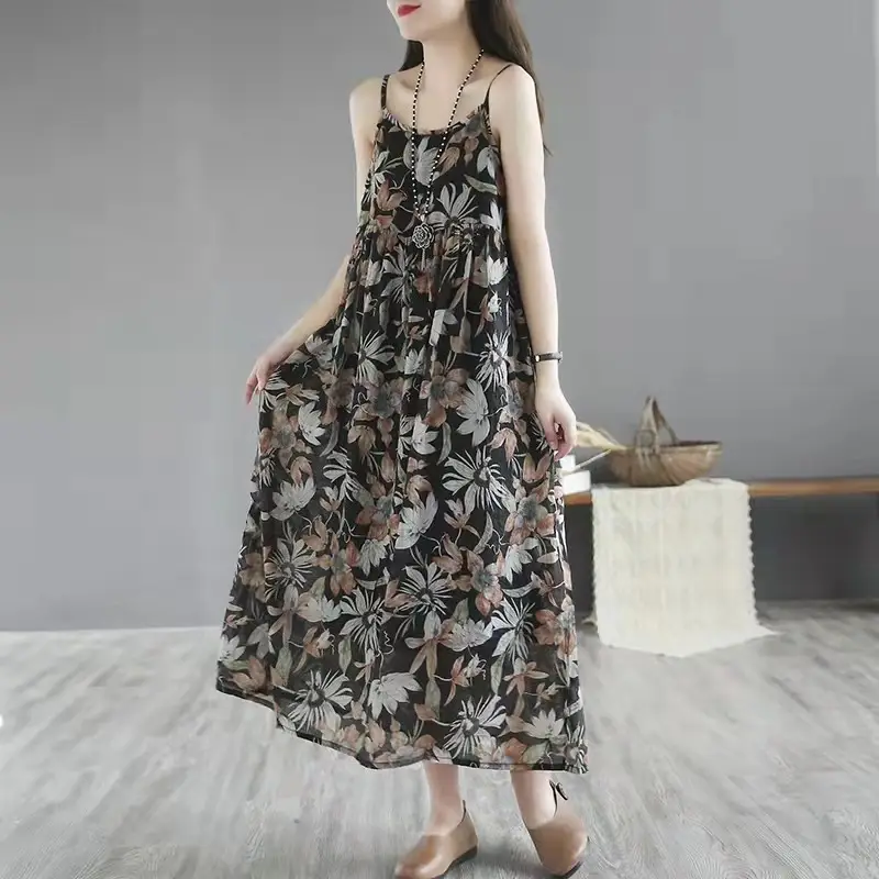 2025 Floral Long Skirt Dress with Large Hem - Image 2