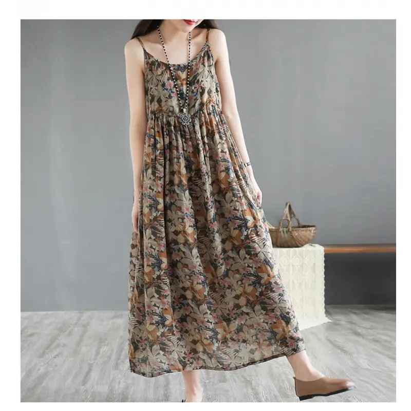 2025 Floral Long Skirt Dress with Large Hem - Image 4