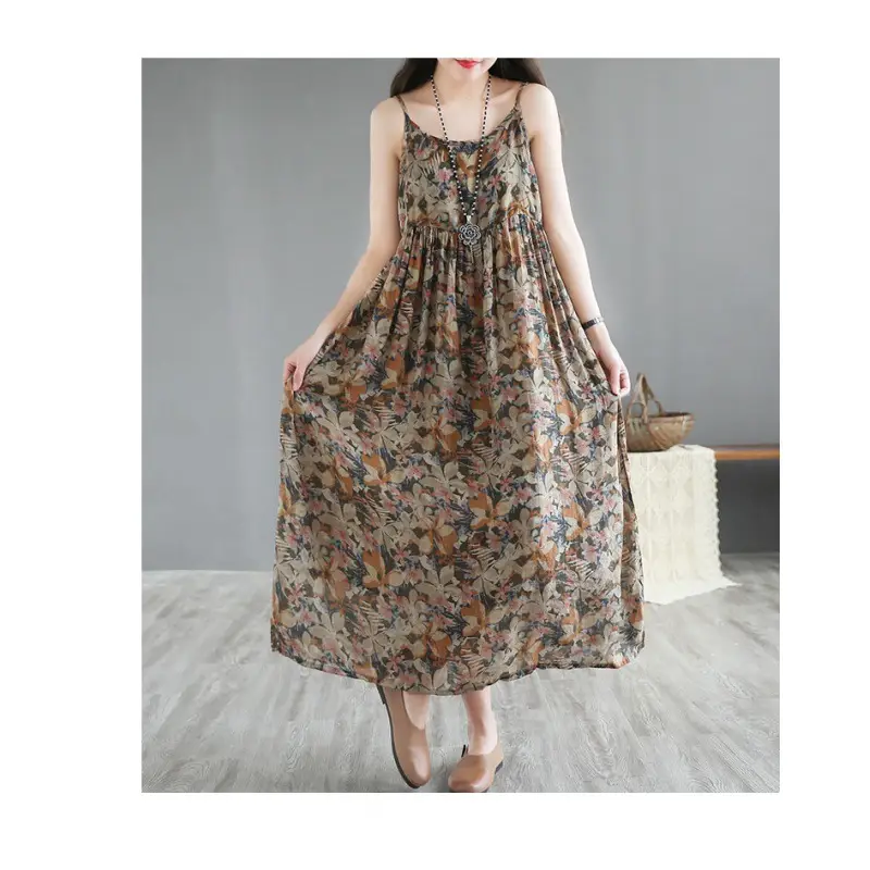 2025 Floral Long Skirt Dress with Large Hem - Image 5