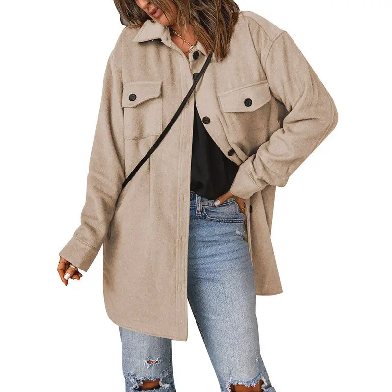 Women's Winter European Woolen Single Breasted Coat Brown - Image 11