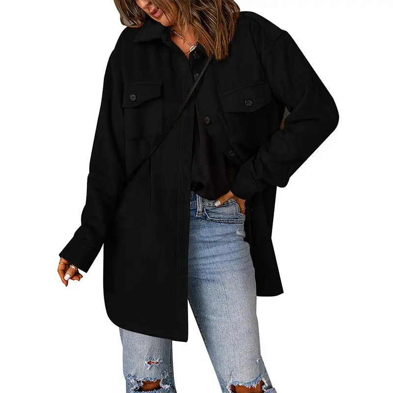 Women's Winter European Woolen Single Breasted Coat Brown - Image 2