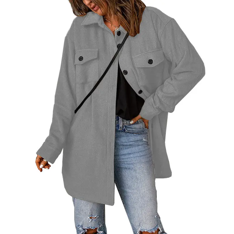 Women's Winter European Woolen Single Breasted Coat Brown - Image 6