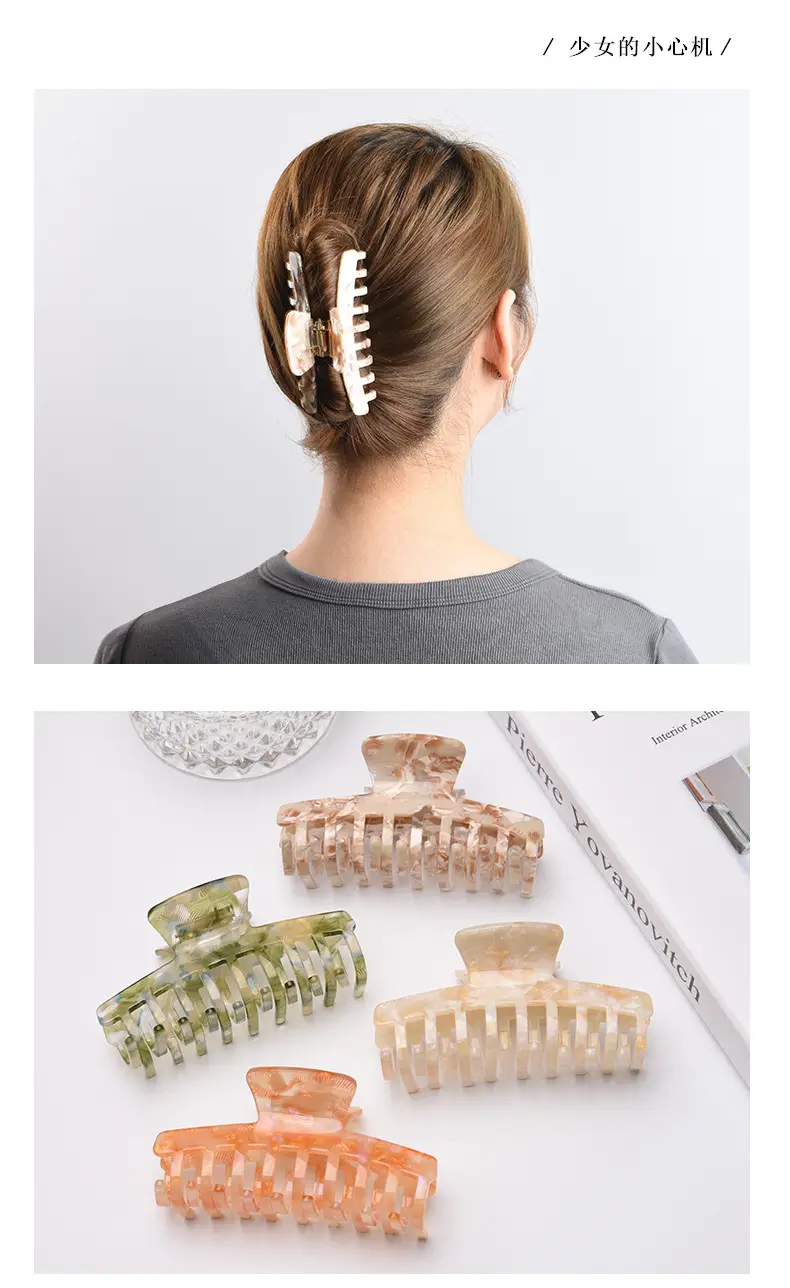 Jiamui Acetic Acid Hair Clip High Quality Cut Out Keel Ponytail — feature 9