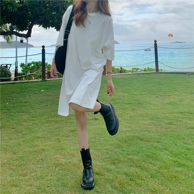 100 Cotton Shoulder Bag Dress Women's Brown Loose Fit — feature 2