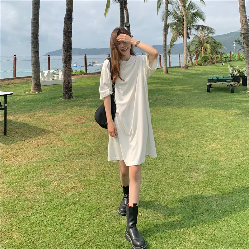 100 Cotton Shoulder Bag Dress Women's Brown Loose Fit — feature 7