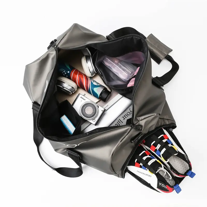 Men's Grey 100% Nylon Yoga Travel Bag with One Shoulder