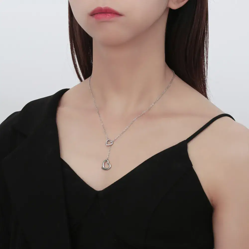 Stainless Steel Heart Clavicle Necklace for Women - Image 7
