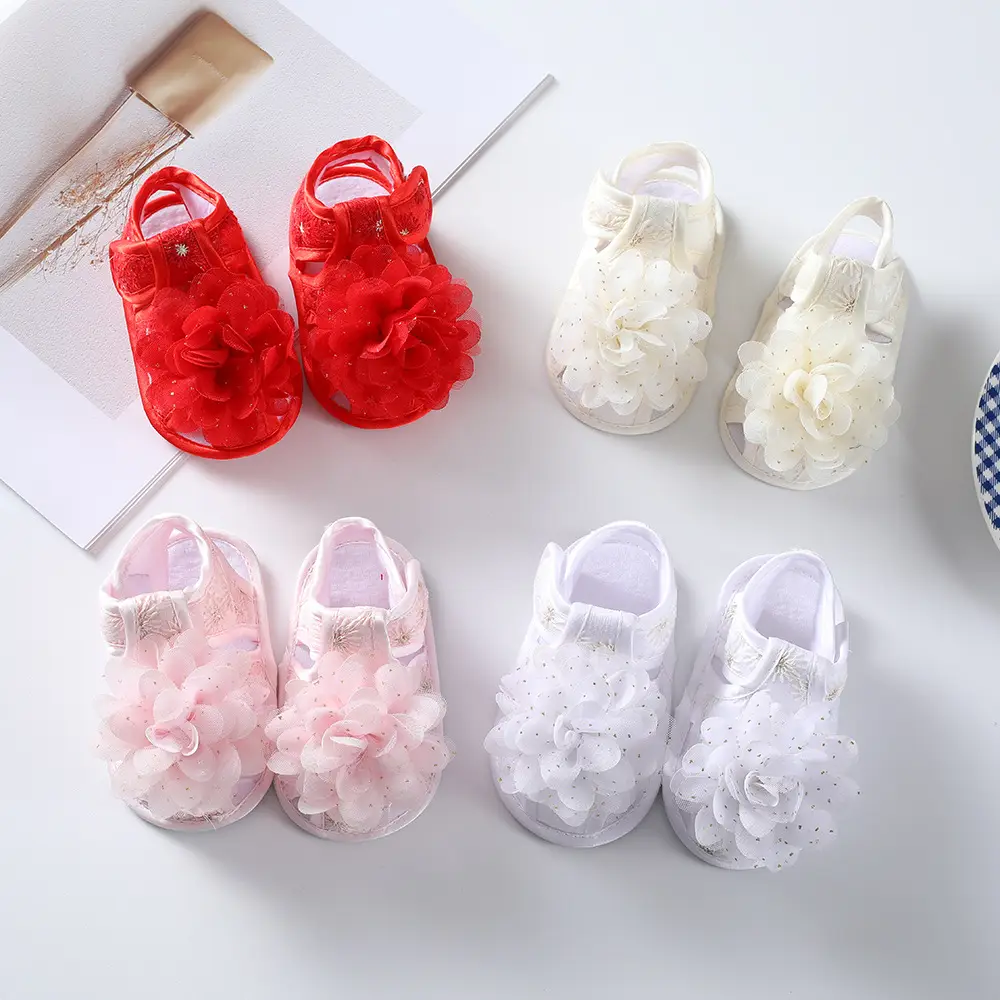 2022 Baby Princess Sandals 0-1Yr Soft Sole Red White Pink