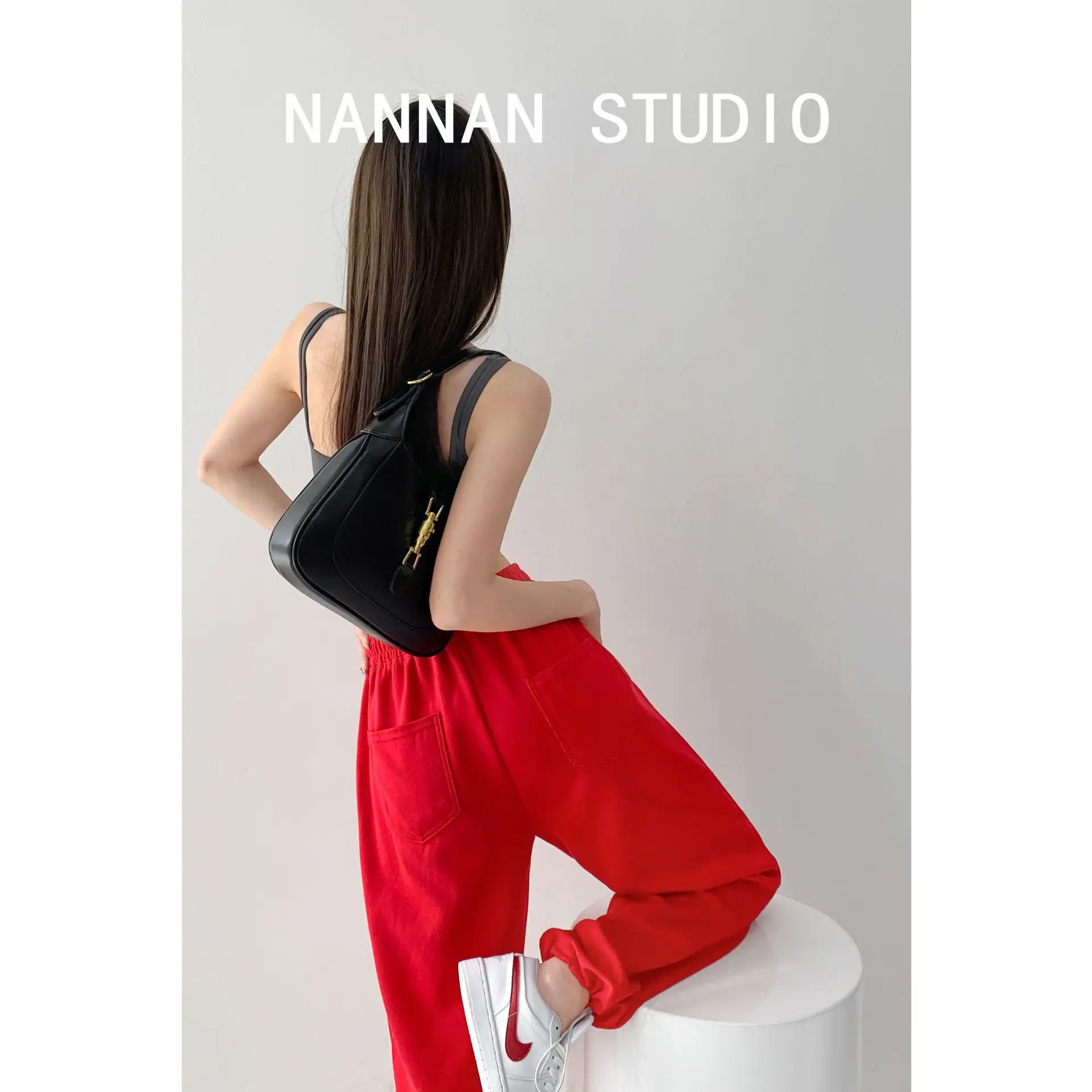 Women Red Loose Sports Pants Summer Slimming Sweatpants - Image 16