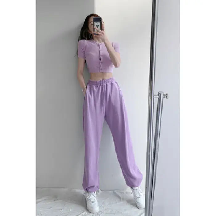 Women Red Loose Sports Pants Summer Slimming Sweatpants - Image 10