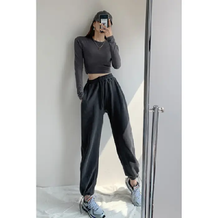 Women Red Loose Sports Pants Summer Slimming Sweatpants - Image 7