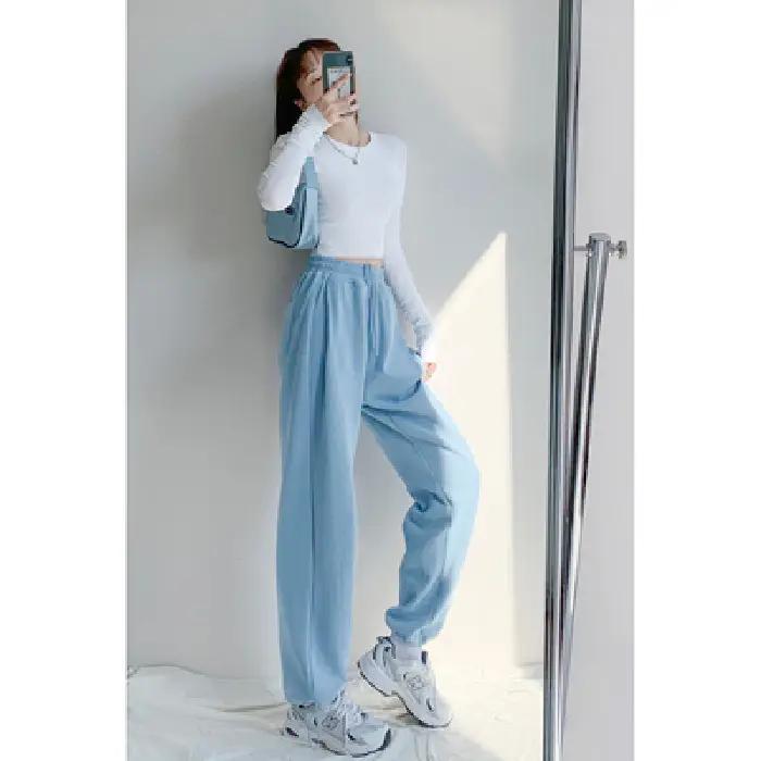 Women Red Loose Sports Pants Summer Slimming Sweatpants - Image 8
