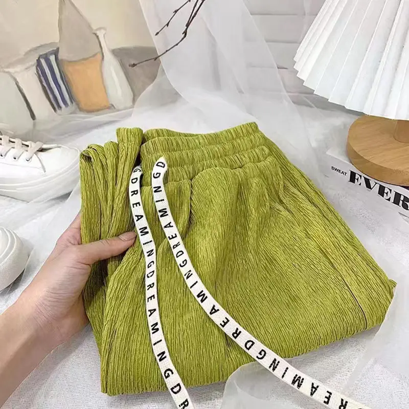Women Wide Leg Pants Blue High Waist Slimming - Image 4