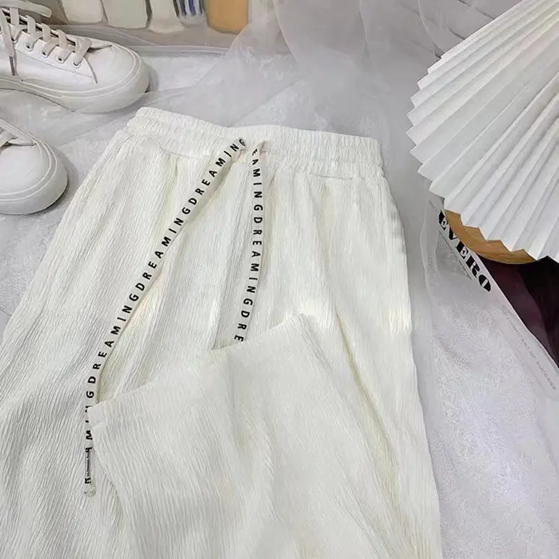 Women Wide Leg Pants Blue High Waist Slimming - Image 2