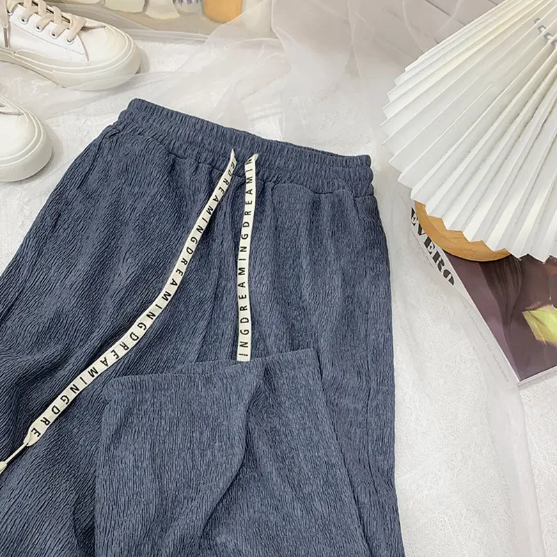 Women Wide Leg Pants Blue High Waist Slimming - Image 3