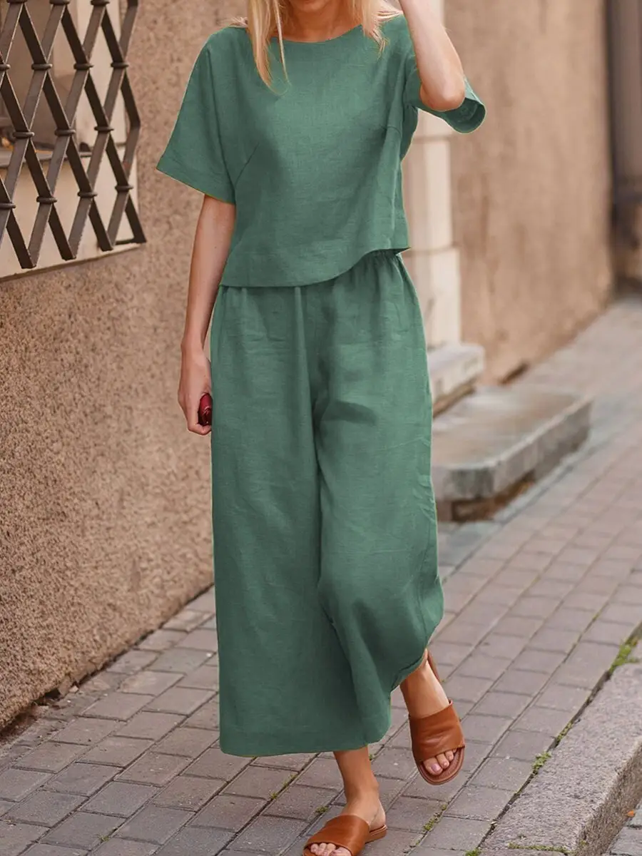 Women Cross-Border Solid Color 2-Piece Suit White - Image 5