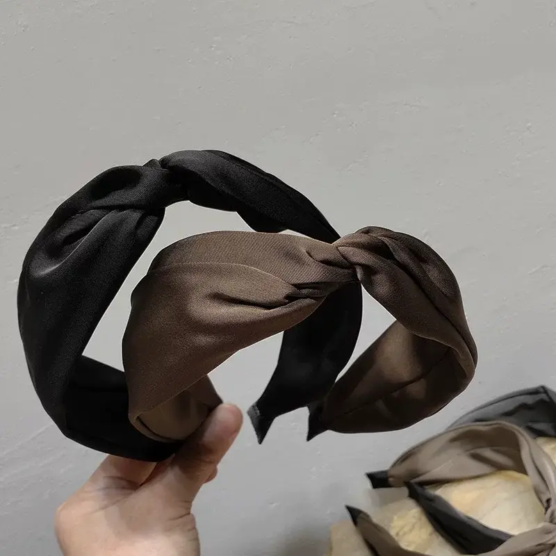 Black Satin Twisted Cross Headband for Women — feature 21