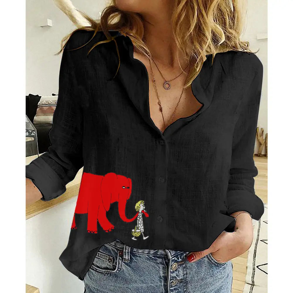 Women Linen Casual Shirt Yellow Button Front Plus Size - Image 65