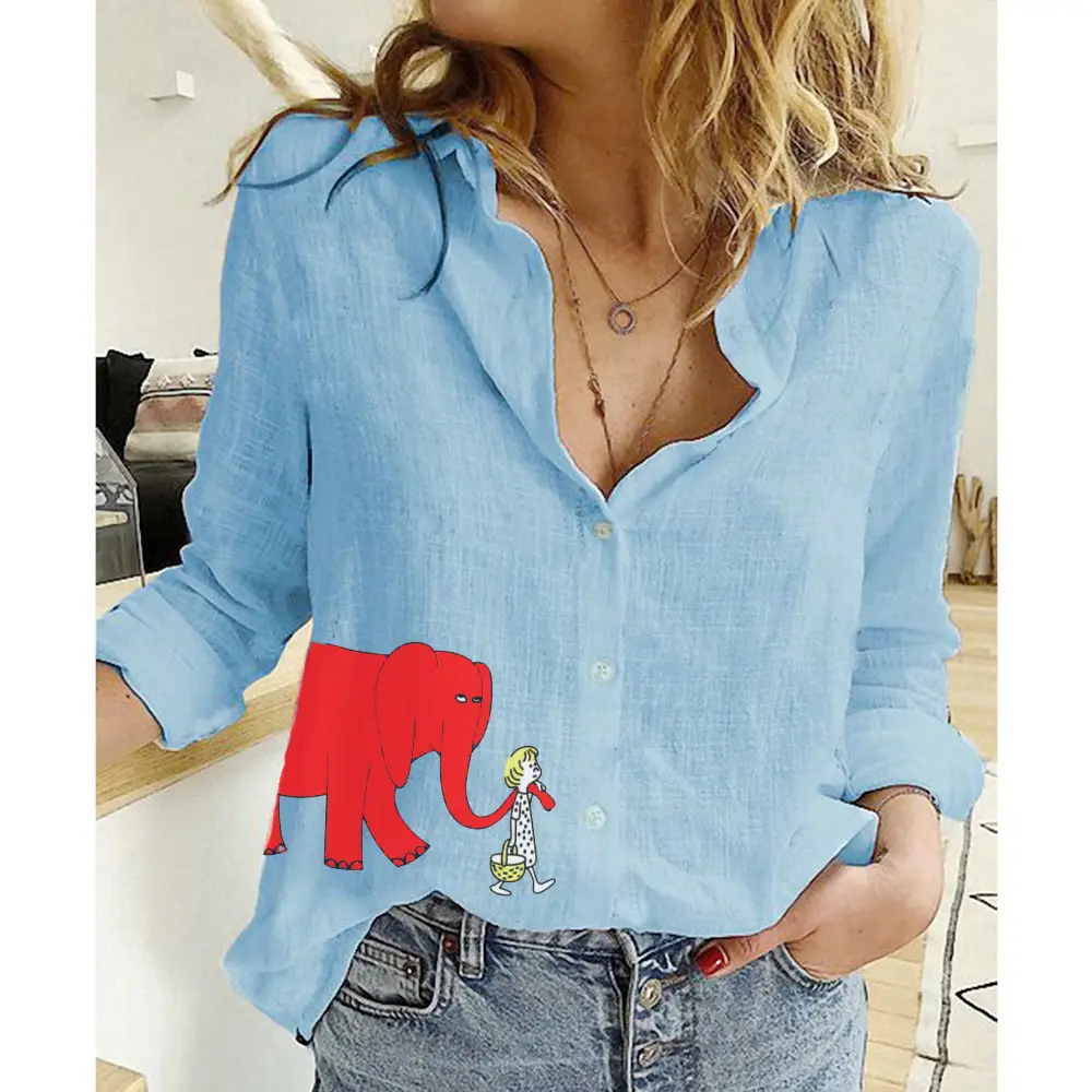 Women Linen Casual Shirt Yellow Button Front Plus Size - Image 74