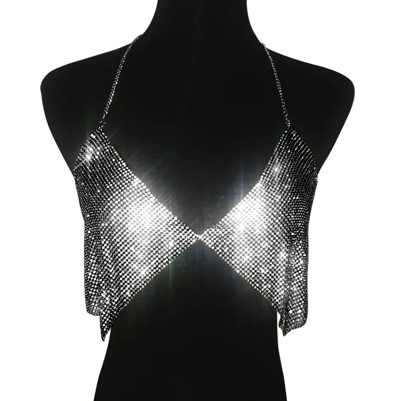 Metal Rhinestone Strap Top for Women - Image 3