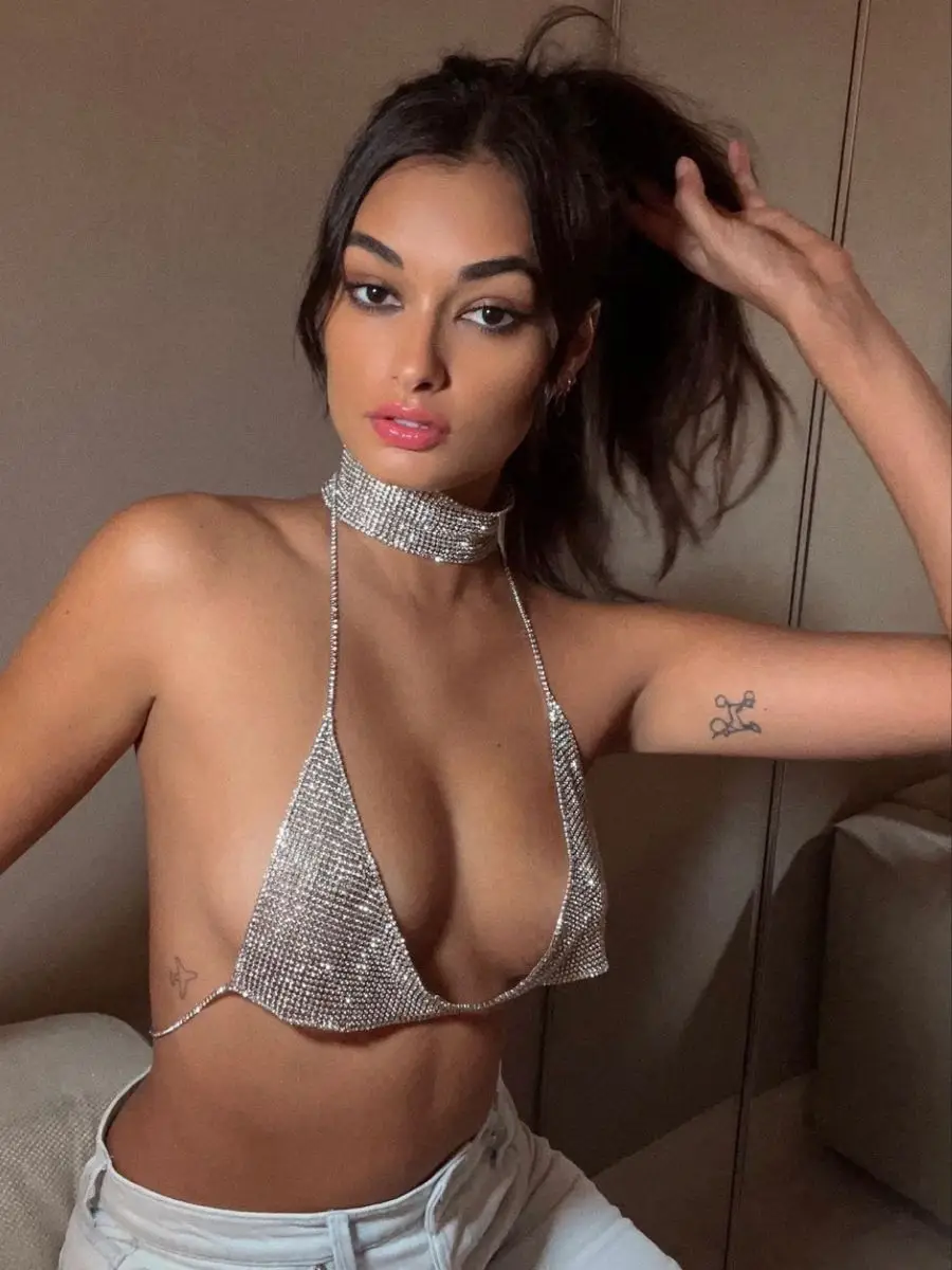 Green Rhinestone Crossbody Bra for Women