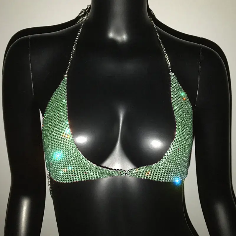 Green Rhinestone Crossbody Bra for Women — feature 24