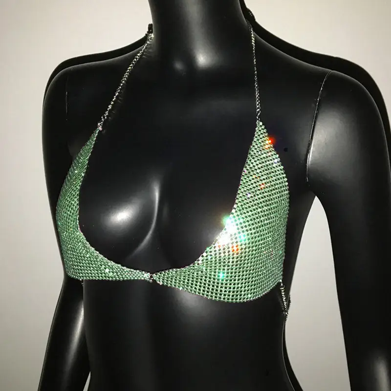 Green Rhinestone Crossbody Bra for Women — feature 25