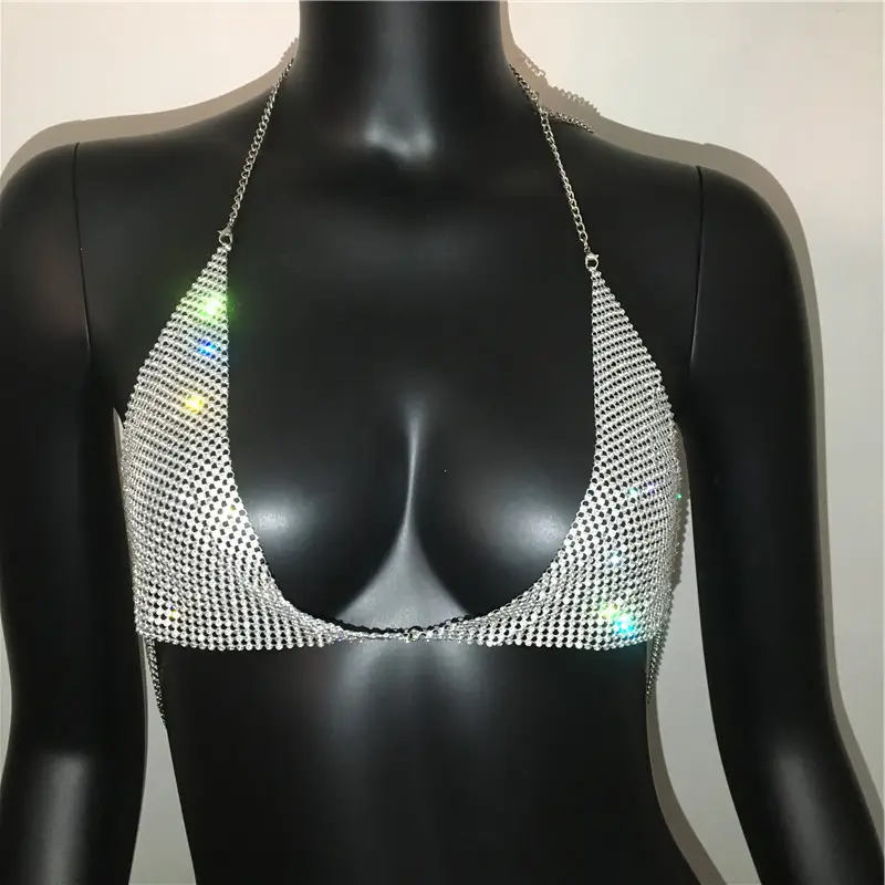 Green Rhinestone Crossbody Bra for Women