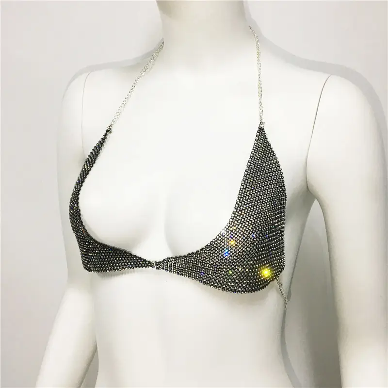 Green Rhinestone Crossbody Bra for Women