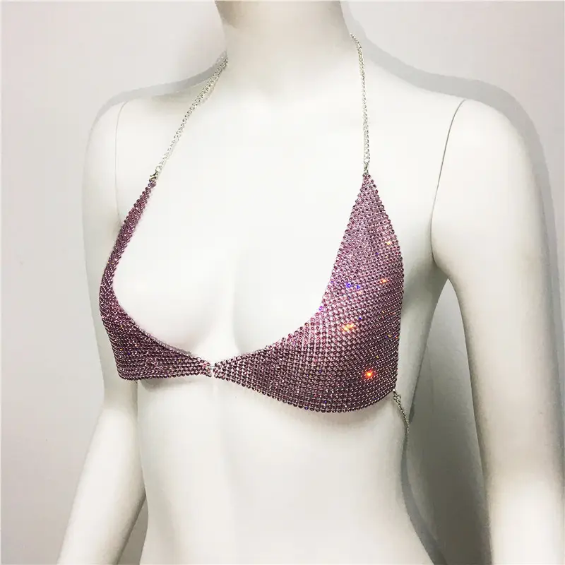 Green Rhinestone Crossbody Bra for Women
