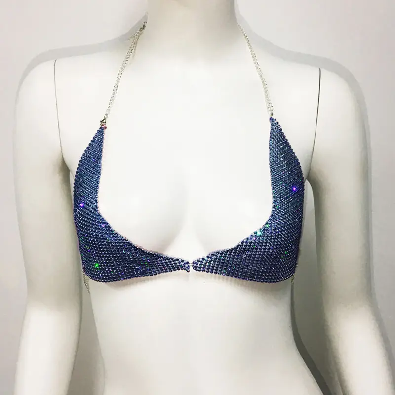 Green Rhinestone Crossbody Bra for Women