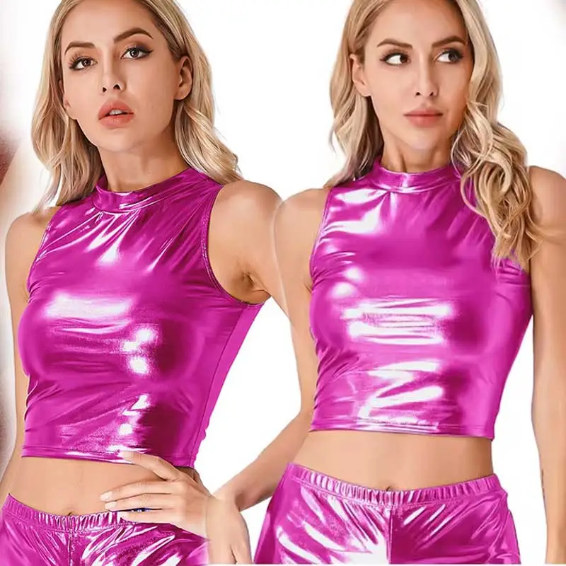 Glossy Pink Top Vest 2025 Summer Nightclub Style - Image 9