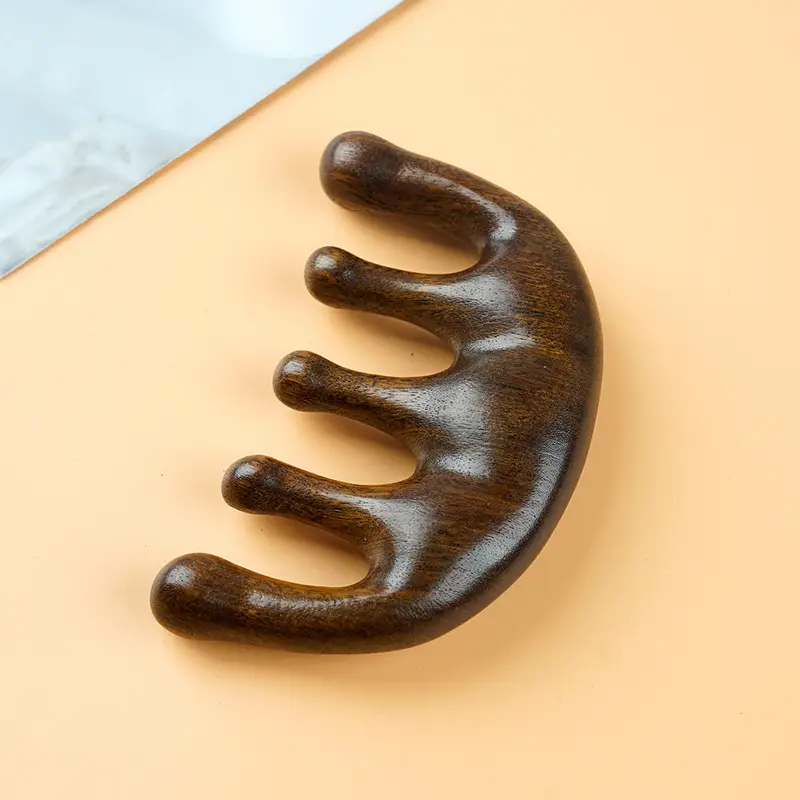 Golden Wood Five-Finger Massage Comb for Scalp & Hair Care - Image 6