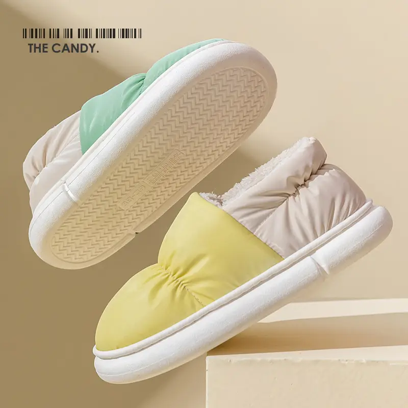 Cotton Slippers with Heel and Plush Lining for Women, Winter Indoor Home Wear, Warm Thick-Soled Waterproof down Cotton Shoes for Men, Non-Slip - Image 5
