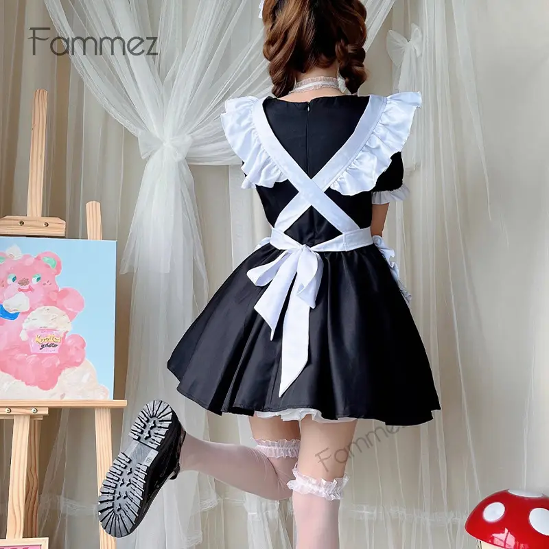 Japanese Maid Lolita Dress Red White Large Size - Image 3