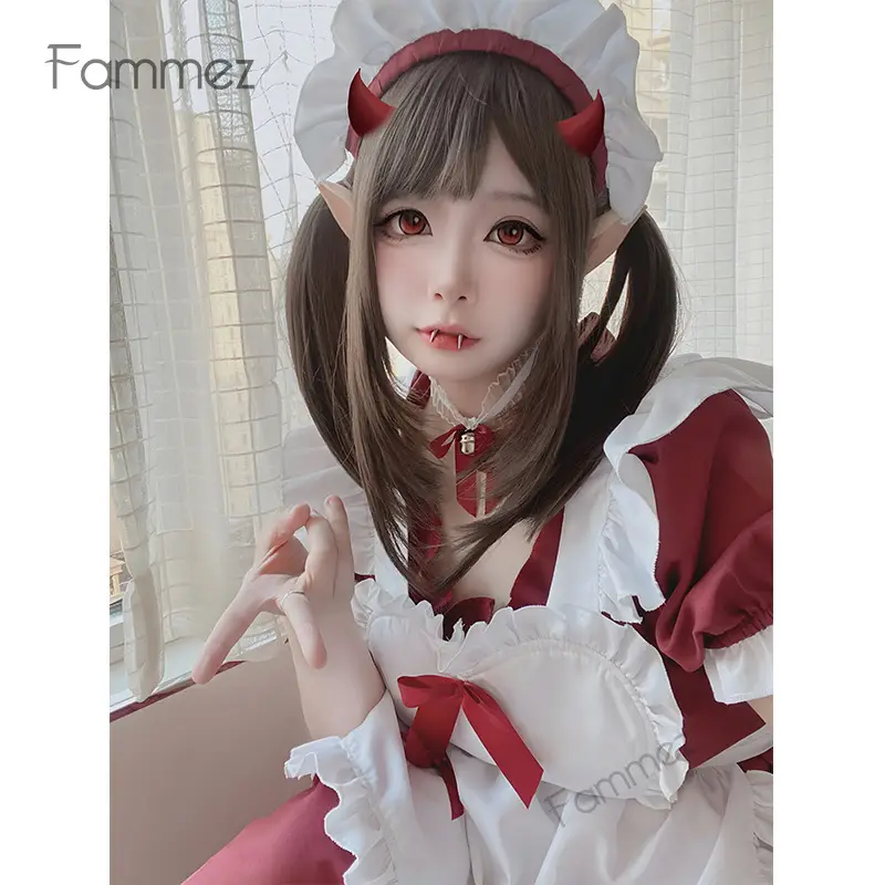 Japanese Maid Lolita Dress Red White Large Size - Image 6