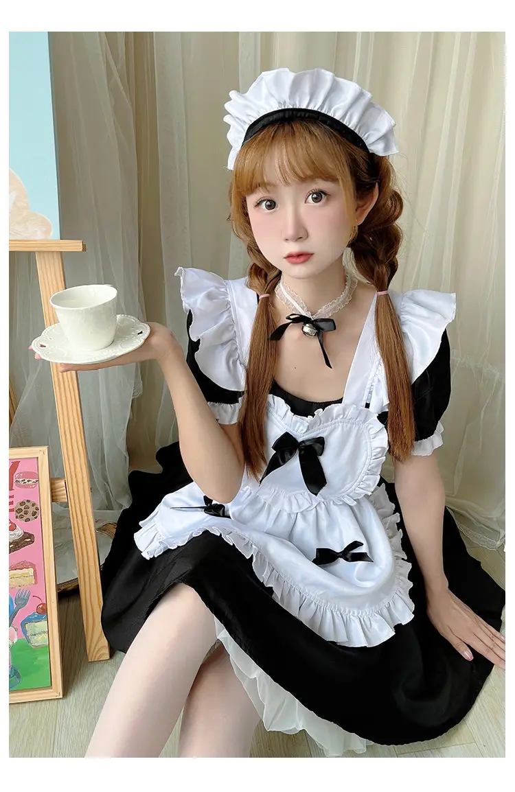 Japanese Maid Lolita Dress Red White Large Size — feature 10
