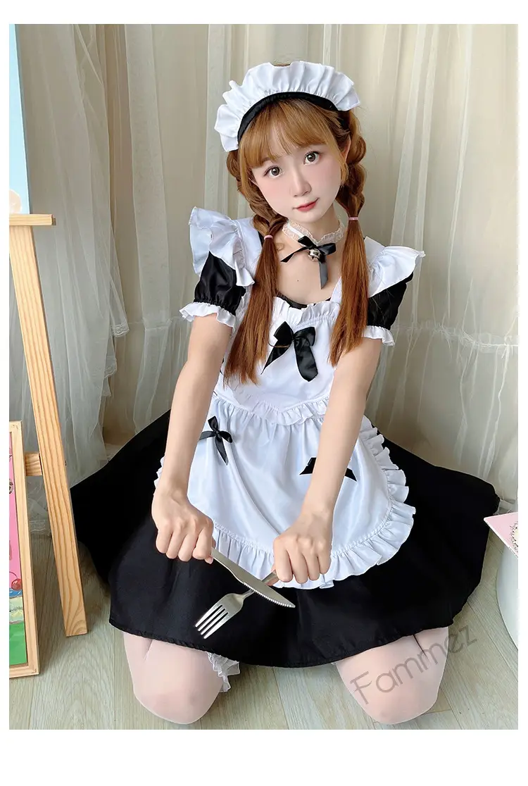 Japanese Maid Lolita Dress Red White Large Size — feature 11