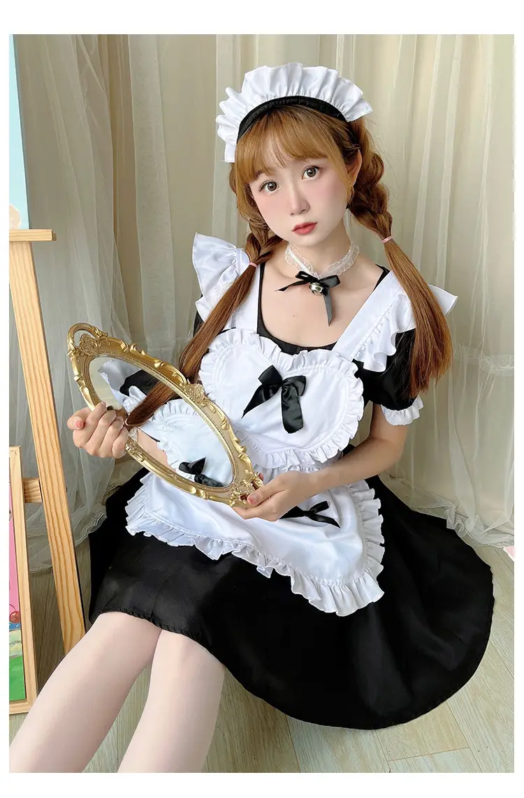 Japanese Maid Lolita Dress Red White Large Size — feature 12