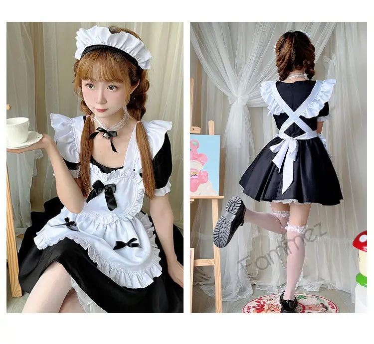 Japanese Maid Lolita Dress Red White Large Size — feature 13
