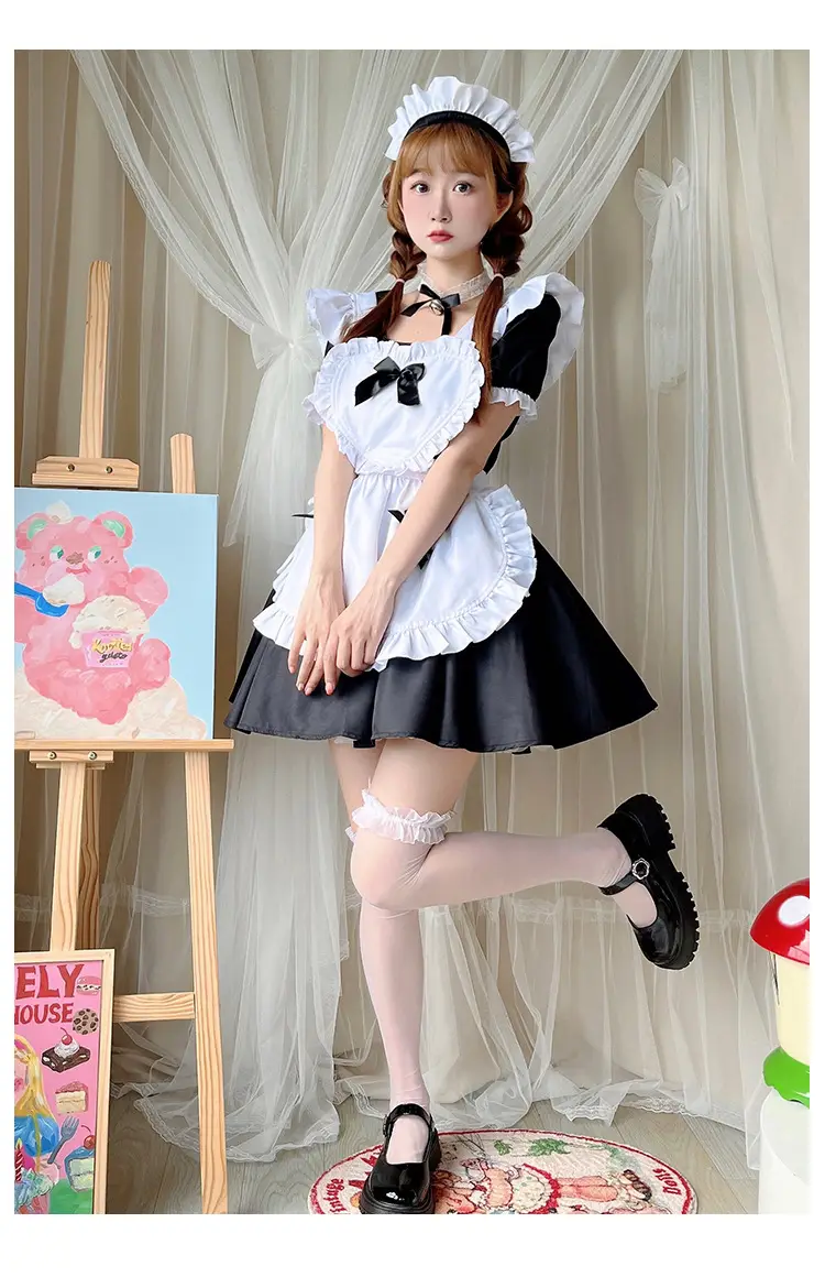 Japanese Maid Lolita Dress Red White Large Size — feature 14