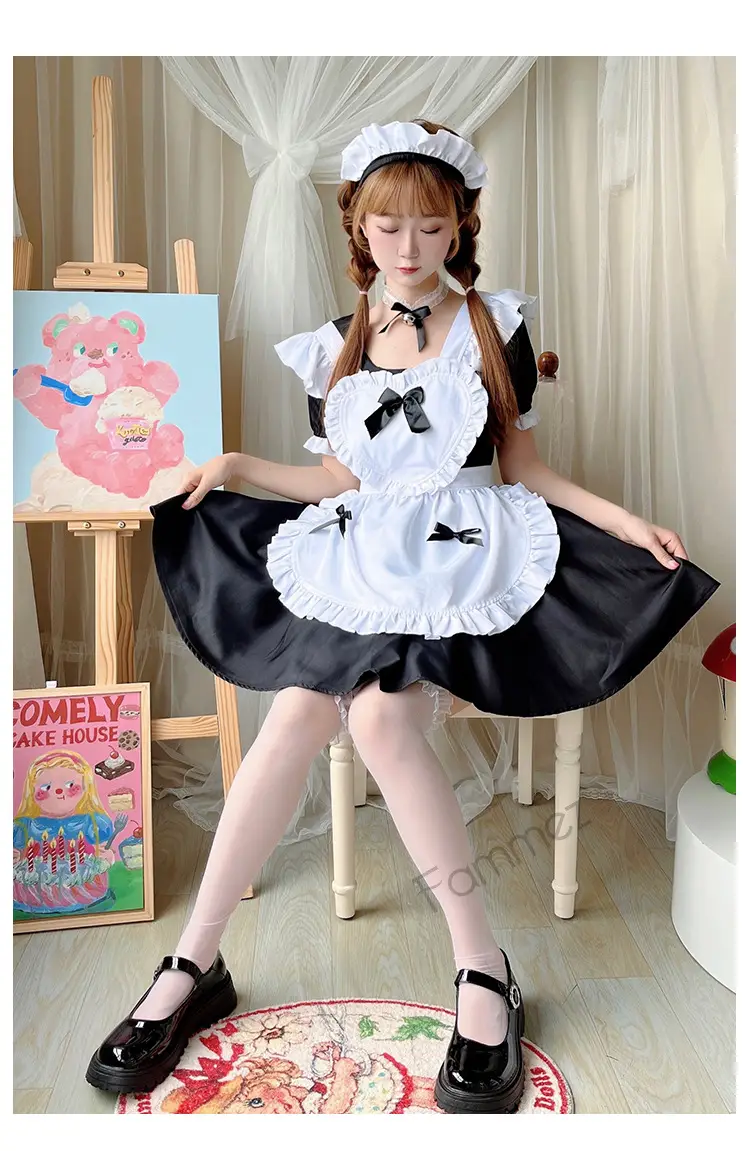 Japanese Maid Lolita Dress Red White Large Size — feature 15