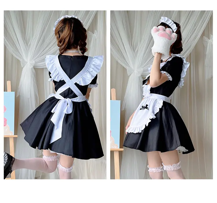 Japanese Maid Lolita Dress Red White Large Size — feature 16